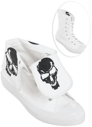 Tênis cano alto com estampa de caveiras (Branco)